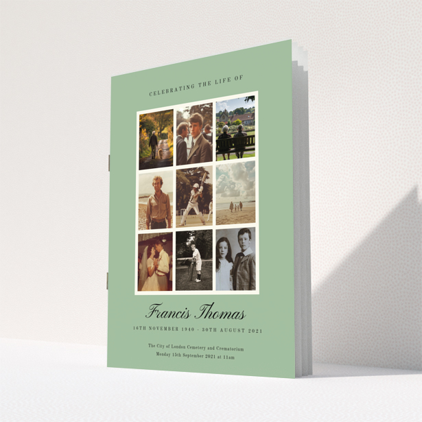 Funeral order of service program back page design named Portrait with no photos