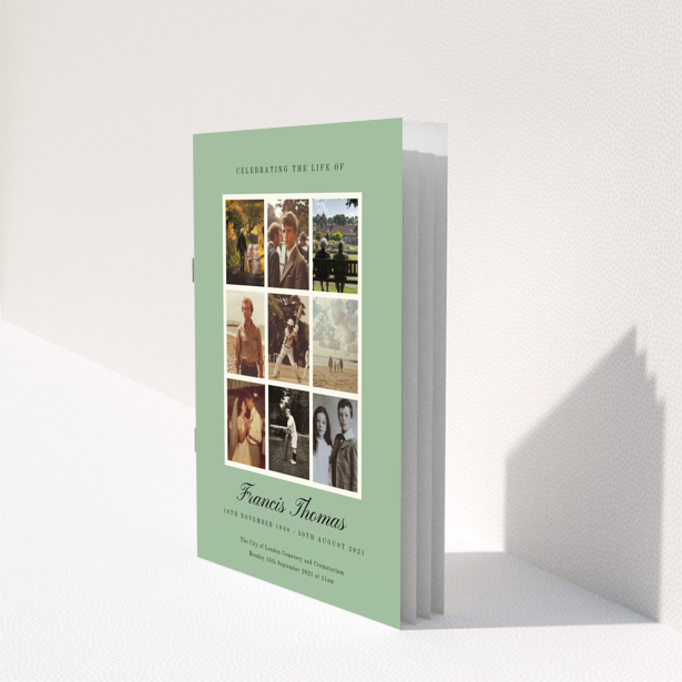 Funeral order of service program back page design named Portrait with no photos