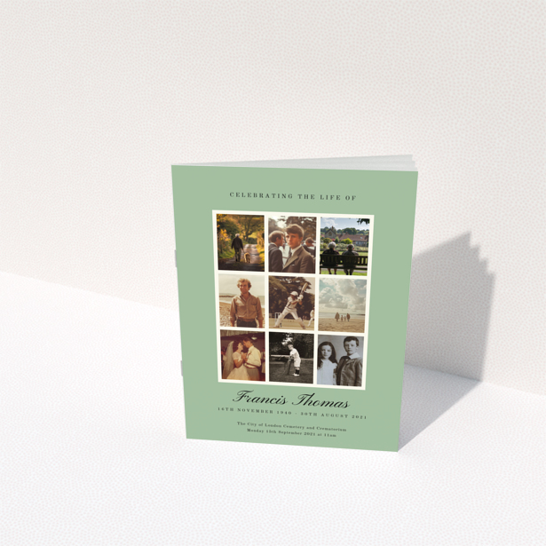 Funeral order of service program back page design named Portrait with no photos