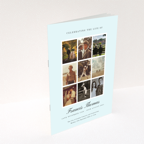 Funeral order of service program back page with appreciation and donations section design named Portrait