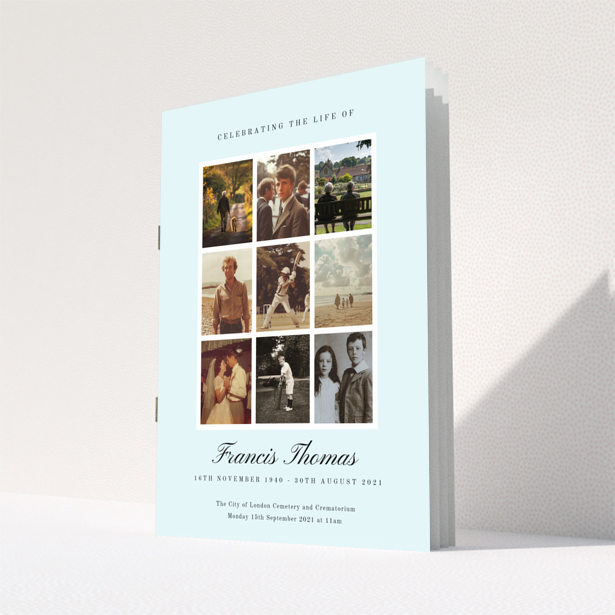 Funeral order of service program back page with appreciation and donations section design named Portrait