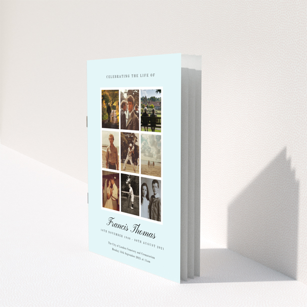 Funeral order of service program back page with appreciation and donations section design named Portrait