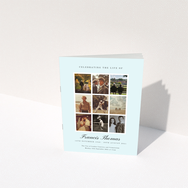 Funeral order of service program back page with appreciation and donations section design named Portrait