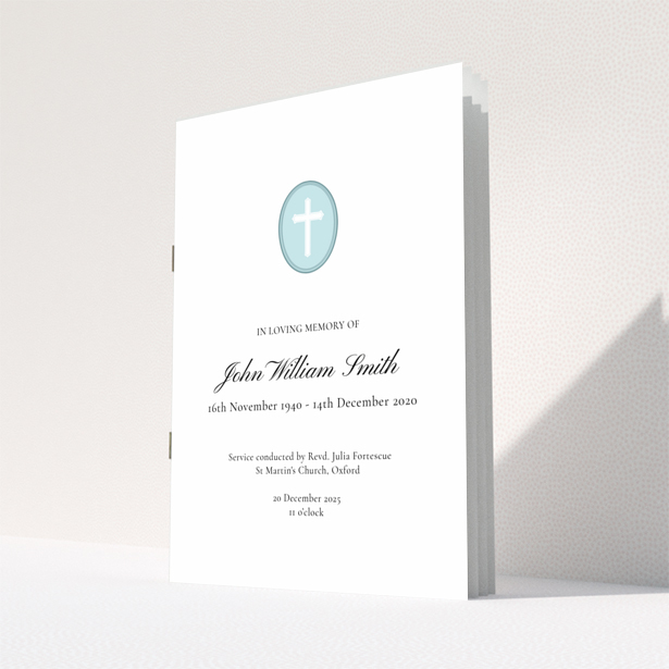 Funeral order of service program reverse side design with no photos, titled Portrait for personalised printing