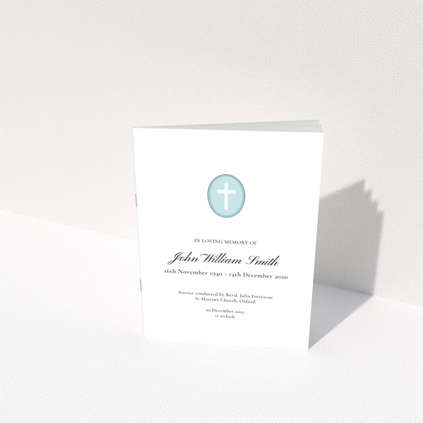 Funeral order of service program reverse side design with no photos, titled Portrait for personalised printing