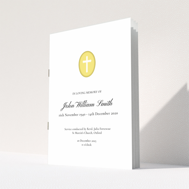 Funeral order of service program design reverse side with Appreciation and Donations text, no images, design name Portrait