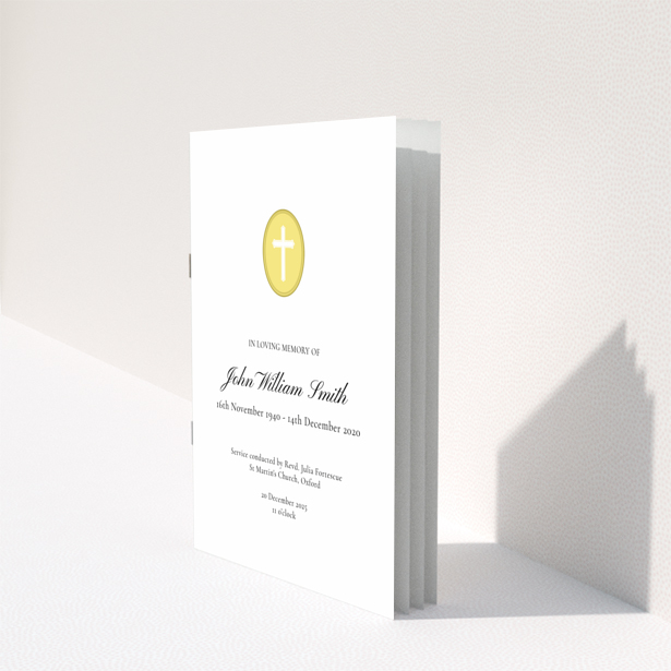 Funeral order of service program design reverse side with Appreciation and Donations text, no images, design name Portrait