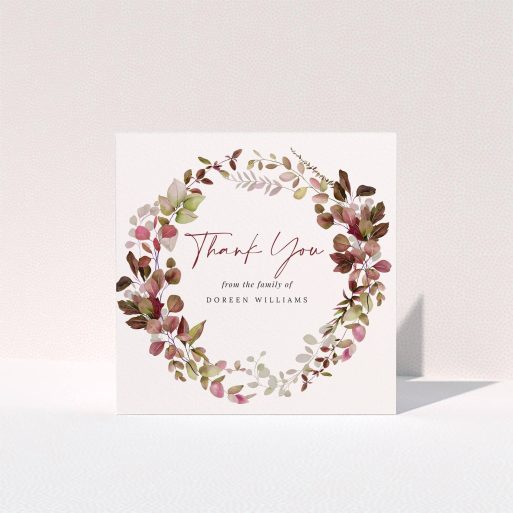 Elegant Funeral Thanks Funeral thank you card with floral wreath design and no photos