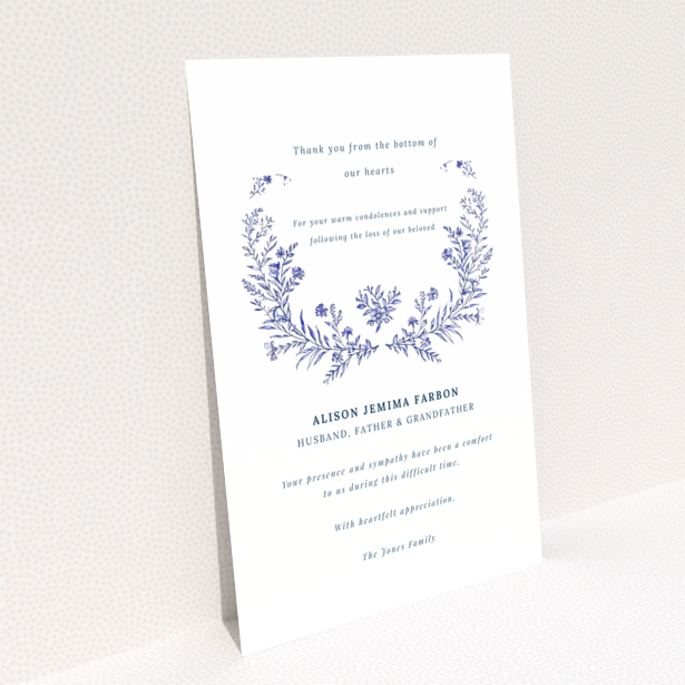 Funeral thank you card reverse side design with no photos, Portrait