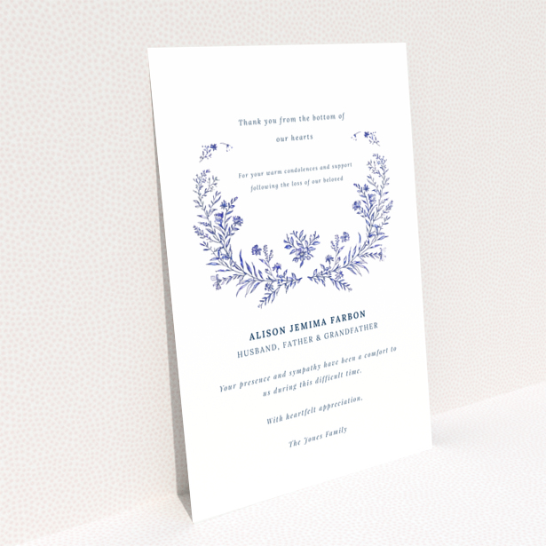 Floral design funeral thank you card with one dummy photo
