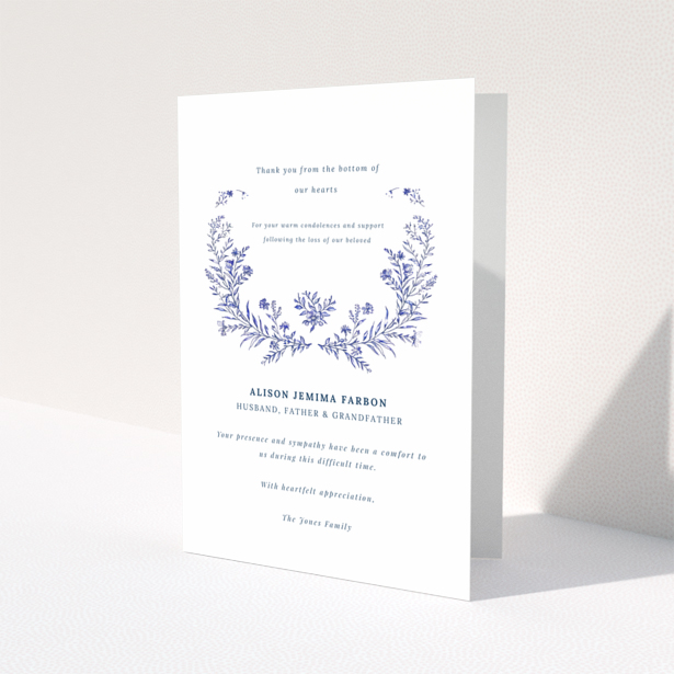 Floral design funeral thank you card with one dummy photo