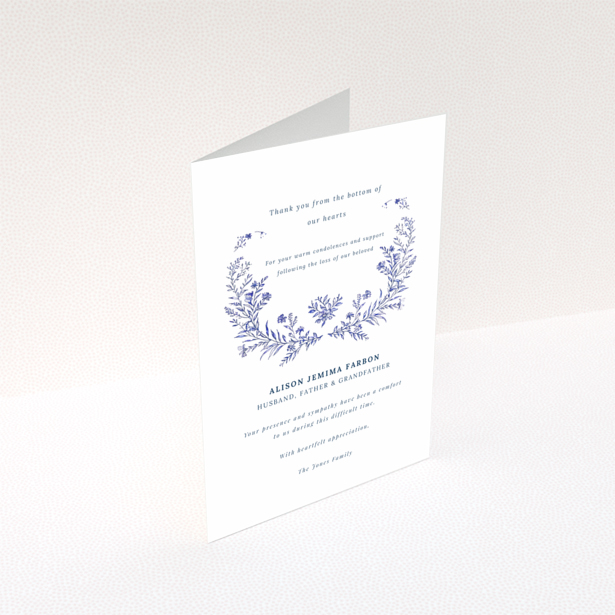 Floral design funeral thank you card with one dummy photo