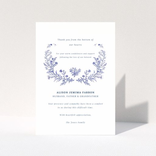 Floral design funeral thank you card with one dummy photo