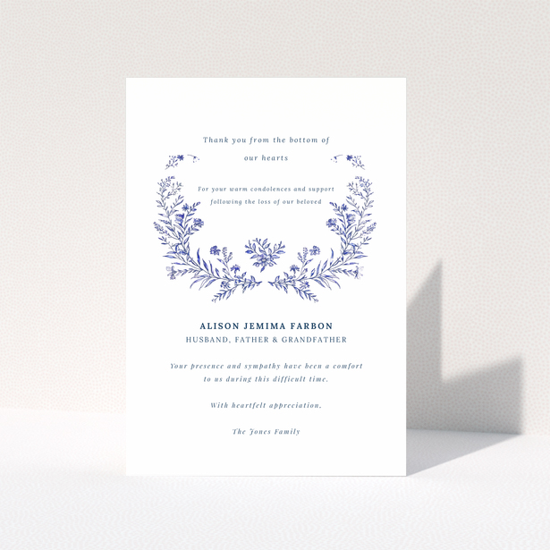 Floral design funeral thank you card with one dummy photo