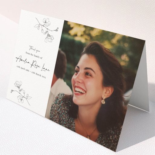 Elegant Funeral Card Elegant funeral thank you card design with one photo and floral illustrations.