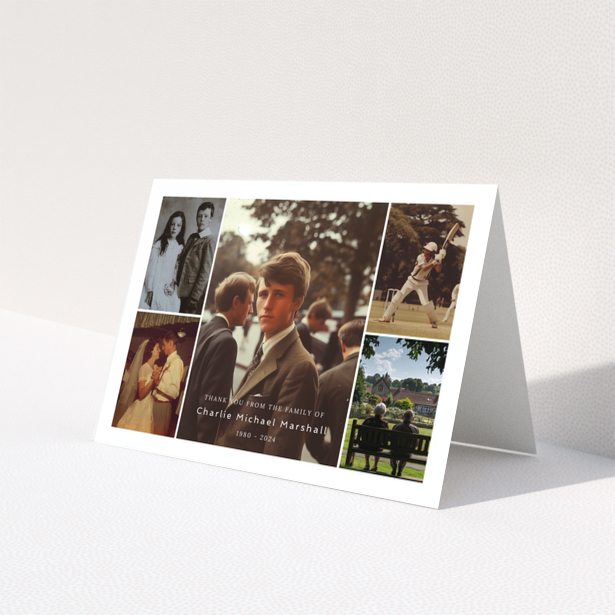 Funeral thank you card with five photos for personalisation