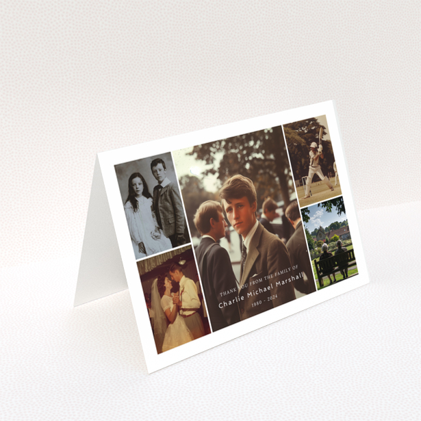 Funeral thank you card with five photos for personalisation