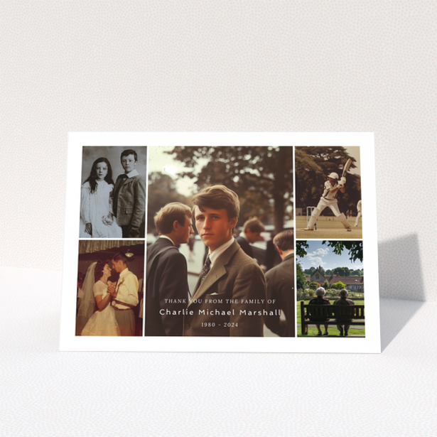 Funeral thank you card with five photos for personalisation