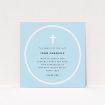 A funeral thank you card named "Full Circle". It is a square (148mm x 148mm) card in a square orientation. "Full Circle" is available as a flat card, with tones of blue and white.