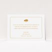 A funeral thank you card template titled "Orange oak". It is an A6 card in a landscape orientation. "Orange oak" is available as a flat card, with tones of white and orange.