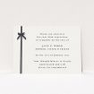 A funeral thank you card template titled "Tied gracefully". It is an A6 card in a landscape orientation. "Tied gracefully" is available as a flat card, with tones of pale cream and faded black.