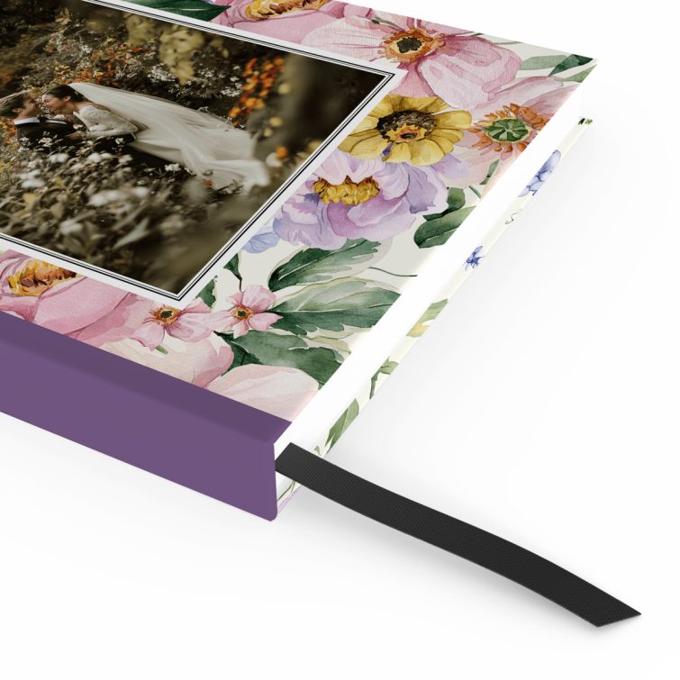 Floral design notebooks with one photo placeholder on the cover spread.