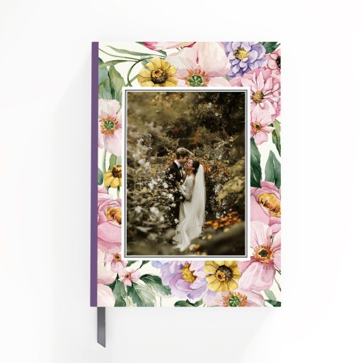 Floral design notebooks with one photo placeholder on the cover spread.