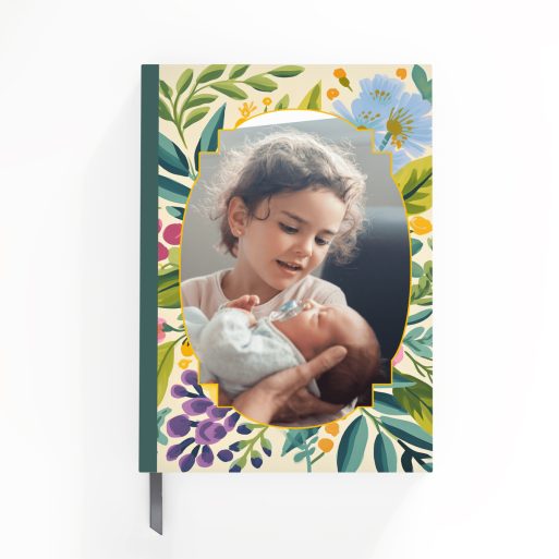 Floral design notebooks with one photo on the cover by Utterly Printable.