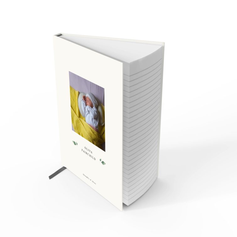 Portrait orientation notebook cover design with one photo, ideal for personalisation by Utterly Printable.