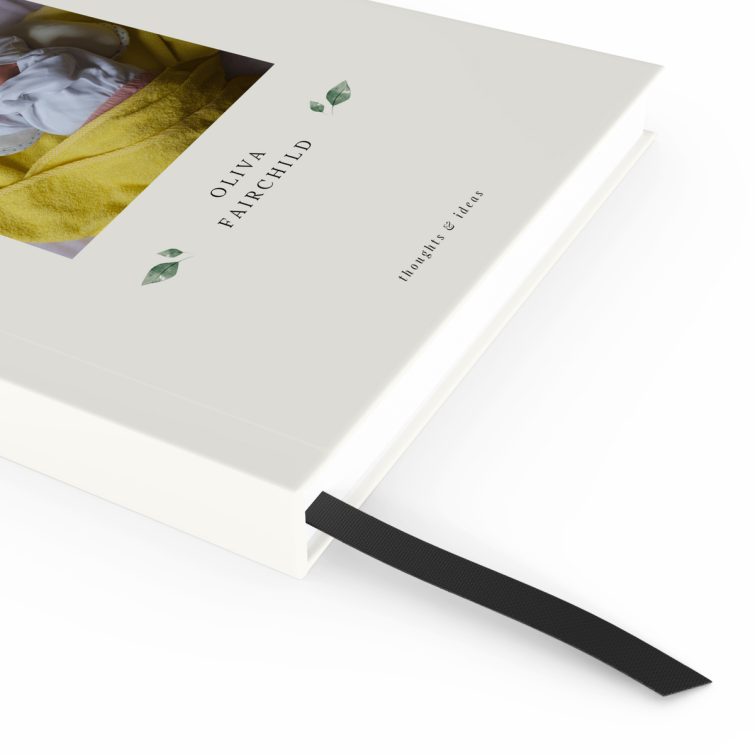 Portrait orientation notebook cover design with one photo, ideal for personalisation by Utterly Printable.