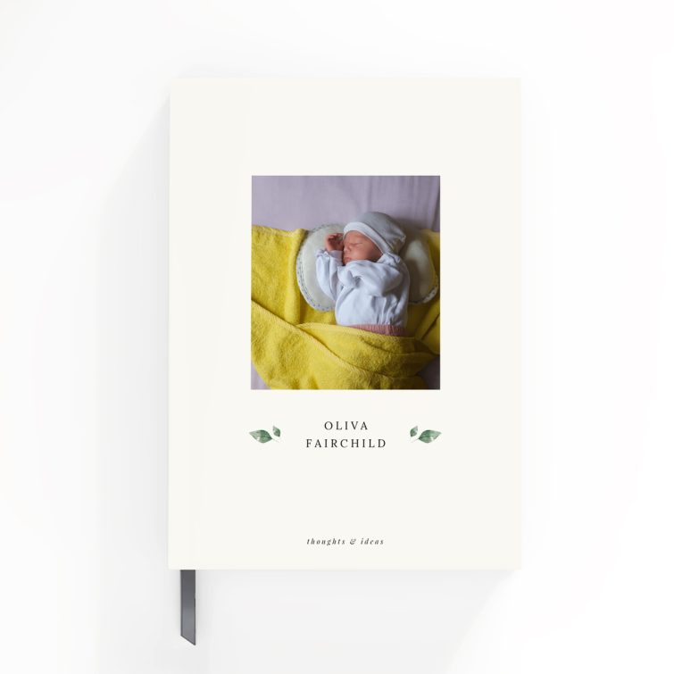 Portrait orientation notebook cover design with one photo, ideal for personalisation by Utterly Printable.