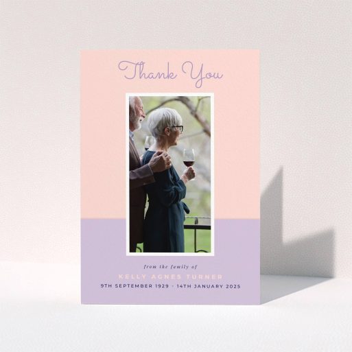 Funeral Thank You Card Funeral thank you card design with one photo of a couple holding wine glasses