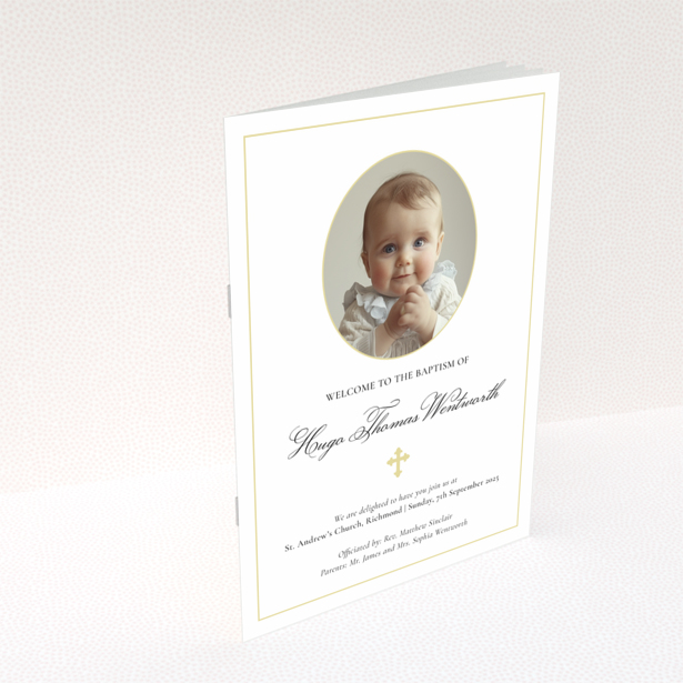 Christening order of service program reverse side design named Portrait with no photos