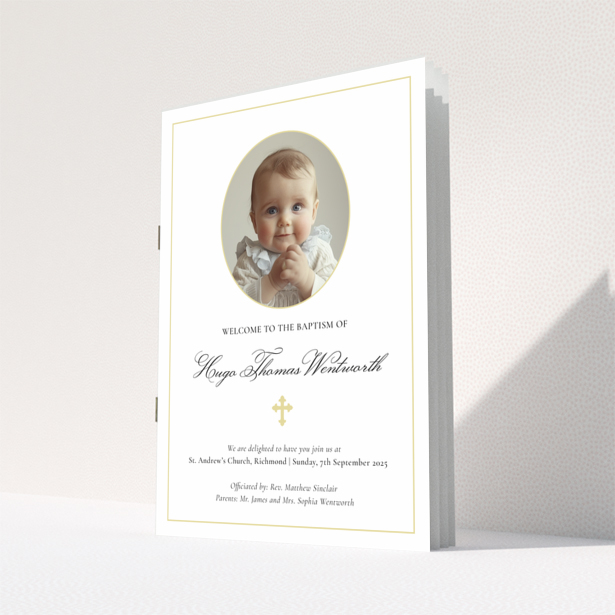 Christening order of service program reverse side design named Portrait with no photos