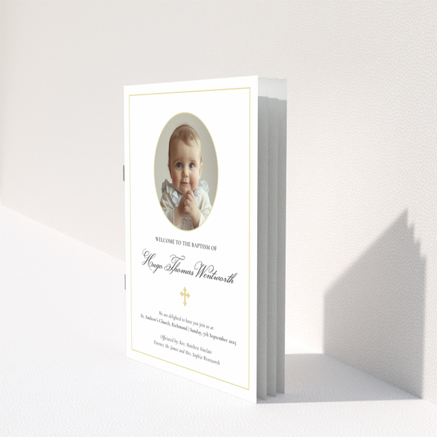 Christening order of service program reverse side design named Portrait with no photos