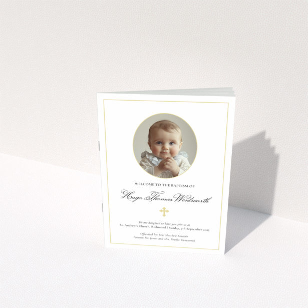 Christening order of service program reverse side design named Portrait with no photos