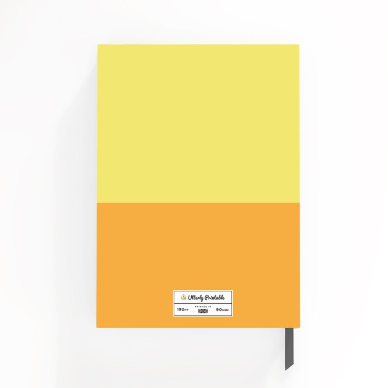 Colourful portrait orientation notebook design with one photo on the front cover by Utterly Printable.