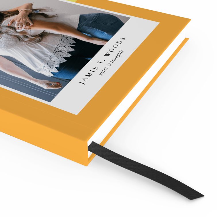 Colourful portrait orientation notebook design with one photo on the front cover by Utterly Printable.