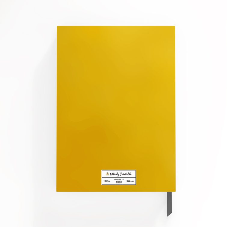 Floral design personalised portrait notebooks with yellow background and one photo placeholder