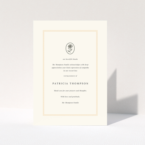 Funeral thank you card with flower illustration and personalised message