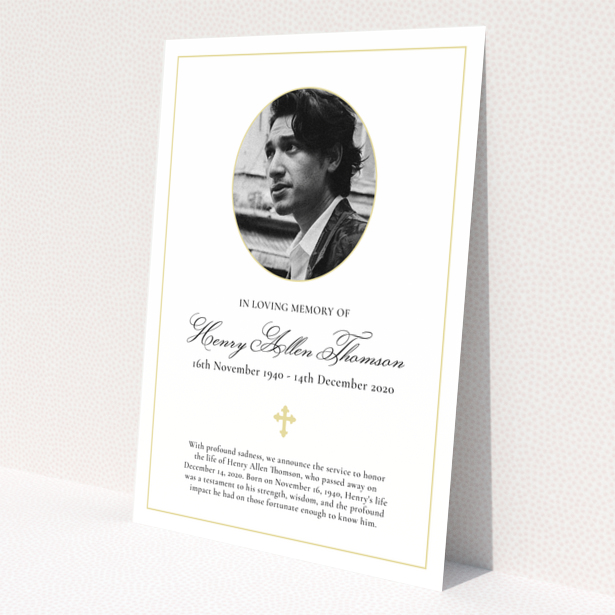 Funeral announcement card design with one photo