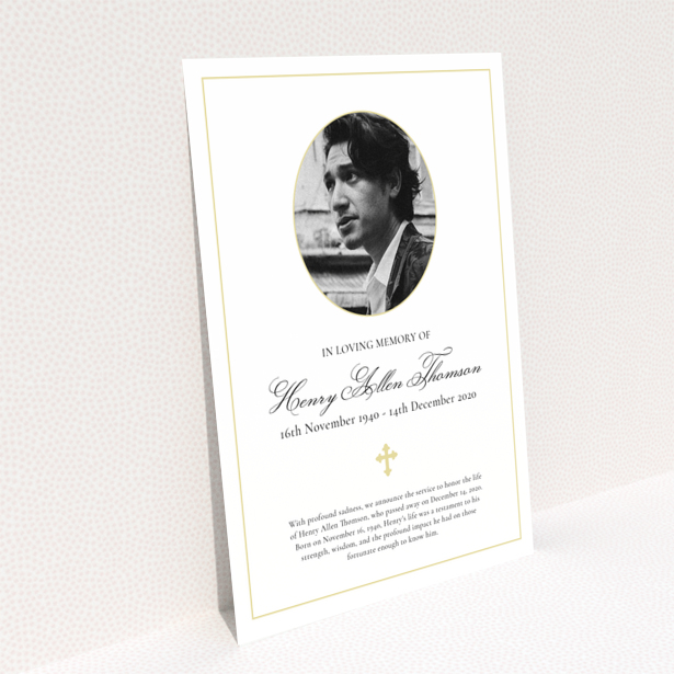 Funeral announcement card design with one photo