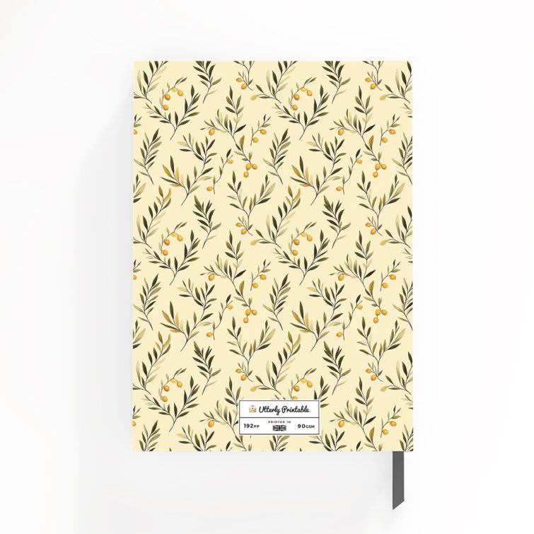 Floral patterned notebook cover design with one photo placeholder by Utterly Printable.