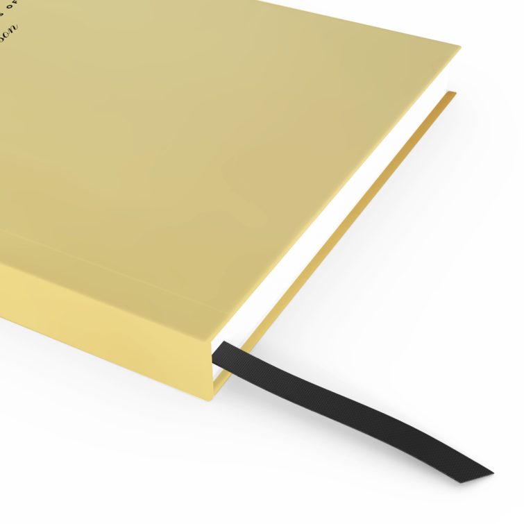 Elegant gold notebook cover design with Utterly Printable branding, featuring one photo placeholder on the front.