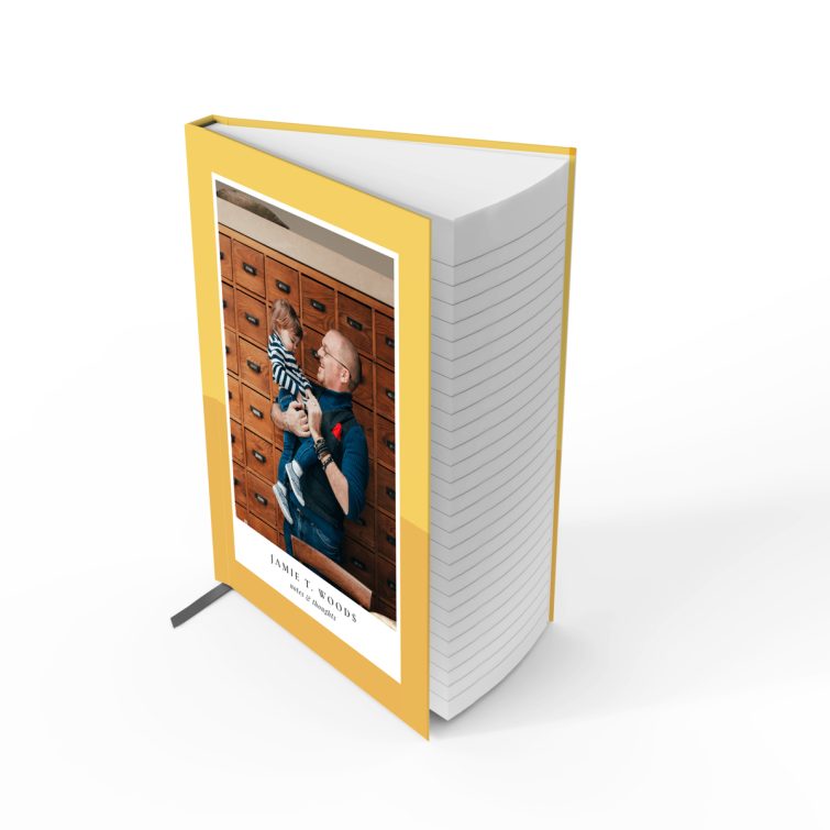 Personalised notebooks design with one photo on the cover spread by Utterly Printable.