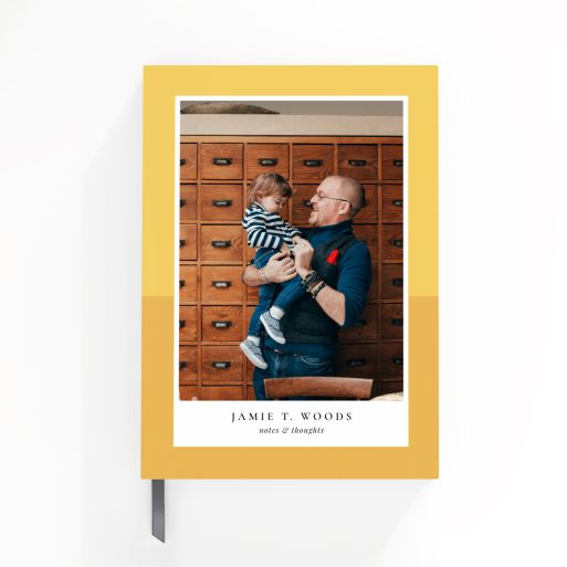 Personalised notebooks design with one photo on the cover spread by Utterly Printable.