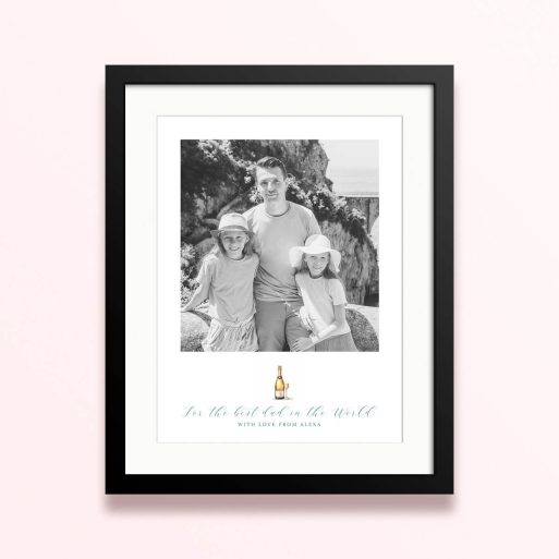 Framed and mounted photo print with family picture and personalised text for the best dad in the world.