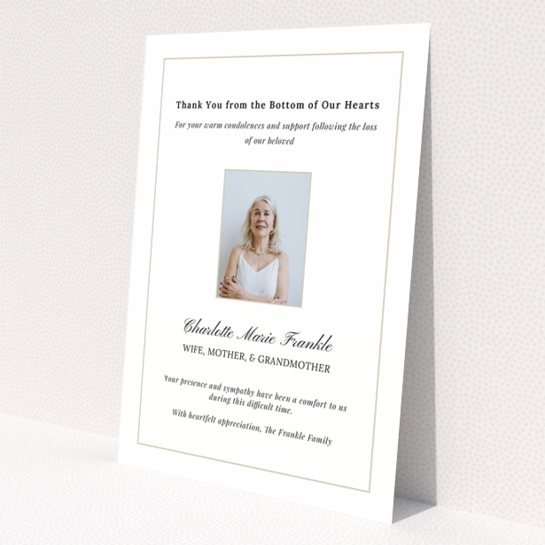 Funeral thank you card with one photo and elegant design