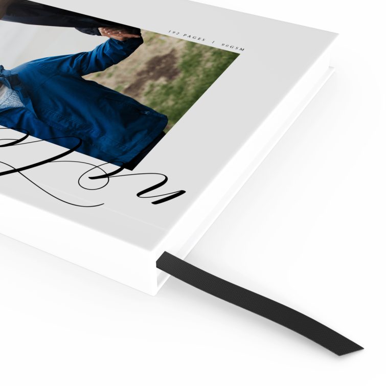 Custom portrait notebook cover design featuring one photo on the front.