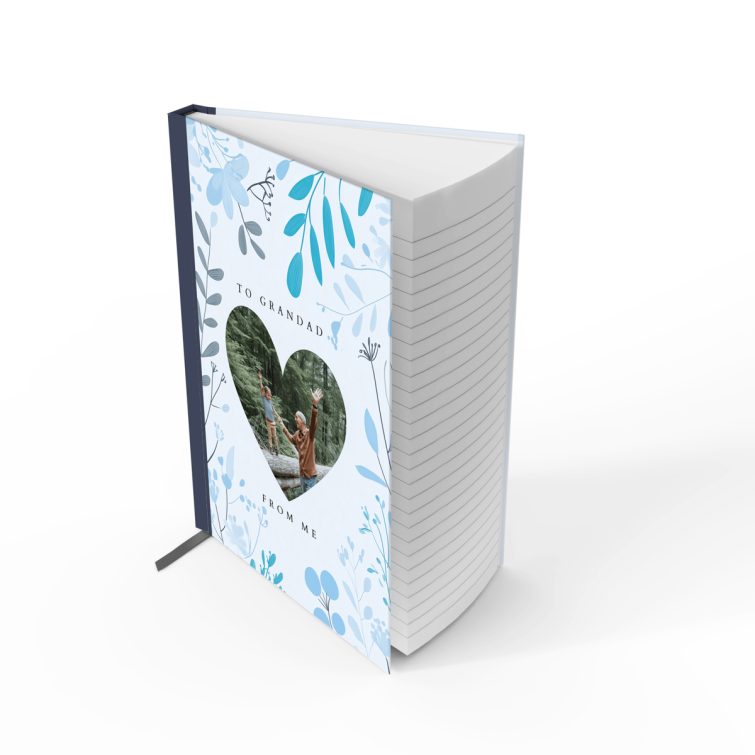 Floral design personalised notebooks with photo insert for grandparent gift.